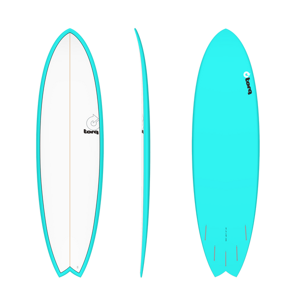 6'3 TORQ FISHPINLINE MIAMI BLUE/WHITE DECK 20 1/2” x 2 1/2” 36L FUTURES