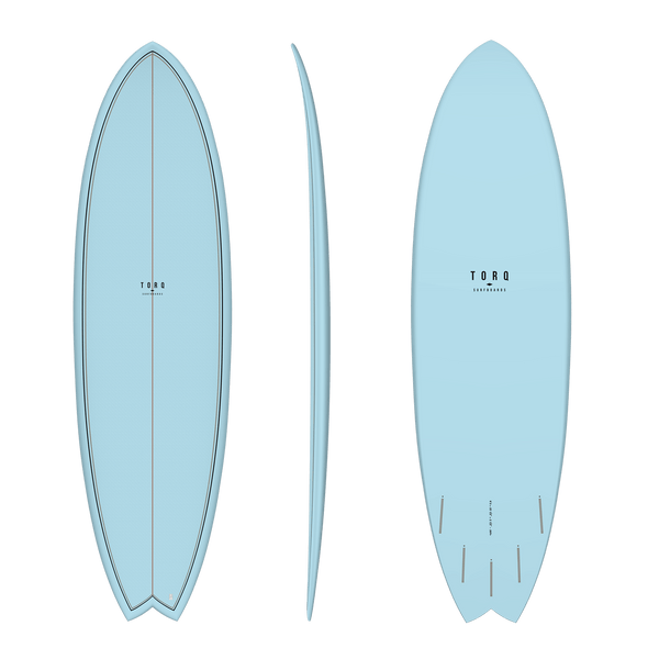 5'11 TORQ FISH CLASSIC COLOR BLUE PATTERN 20 3/8” x 2 1/2” 33.2L FUTURES