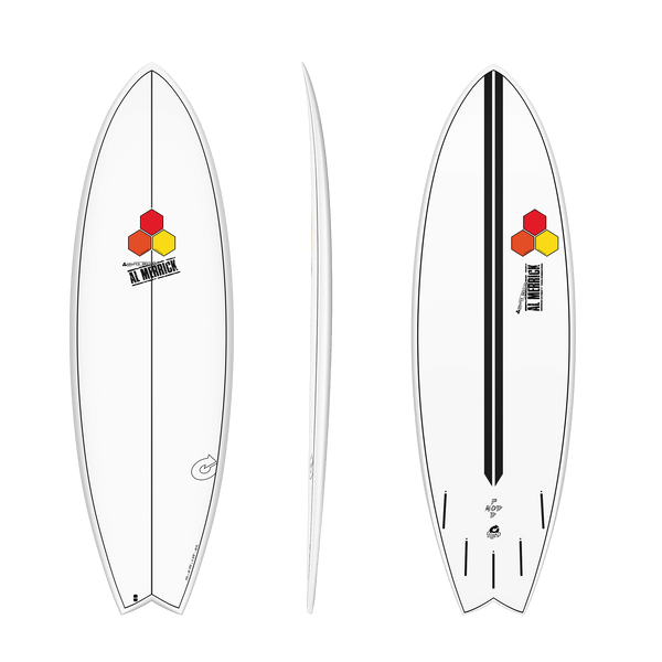 6'2 TORQ/CHANNEL ISLANDS POD MOD 21 3/8” x 2 3/4” 40.5L WHITE W/ PINLINES