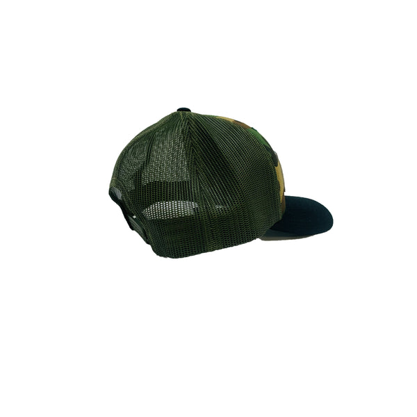 FLORIDA LOCALS CURVED BRIM TRUCKER CAMO/BLACK/OLIVE