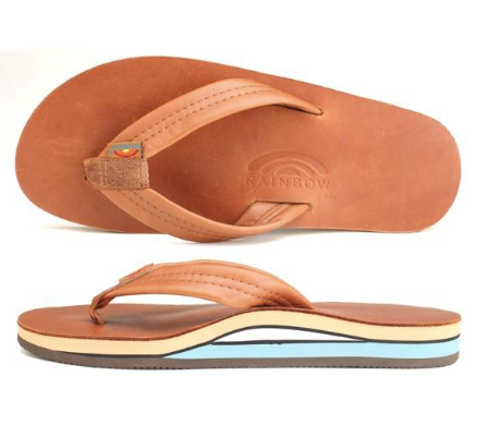 MENS  RAINBOW TAN W/BLUE MIDSOLE CLASSIC LEATHER