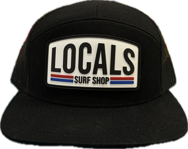 LOCALS LAMINATE RUBBER STAMP 7 PANEL SNAPBACK TRUCKER BLACK/BLACK