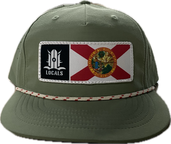 FLORIDA LOCALS 5 PANEL UNSTRUCTURED SOFT BRIM PINCH FRONT PERF BACK W/ROPE