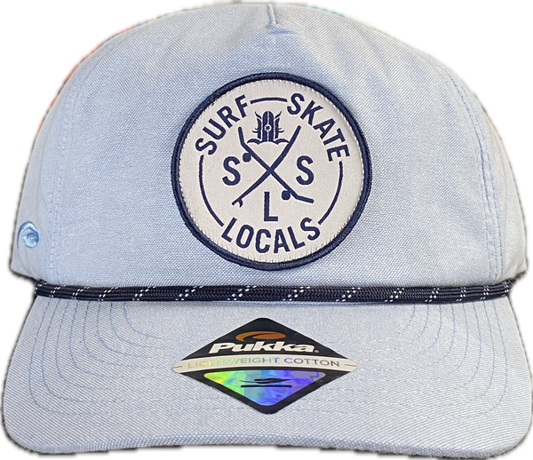SURF SKATE LOCALS UNSTRUCTURED PINCH FRONT SLIGHT CURVE BRIM HAT WITH ROPE