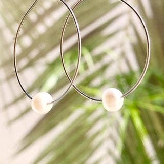 Fresh Water Pearl Hoops ~ Salty Shells