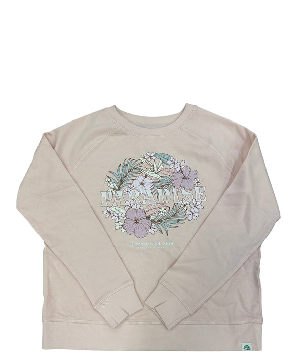 LOCALS WOMENS FLORAL PARADISE CREW APRICOT