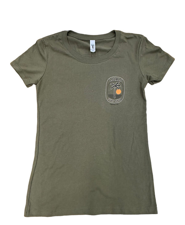 LOCALS SOLE PALM WOMENS TEE MILITARY GREEN