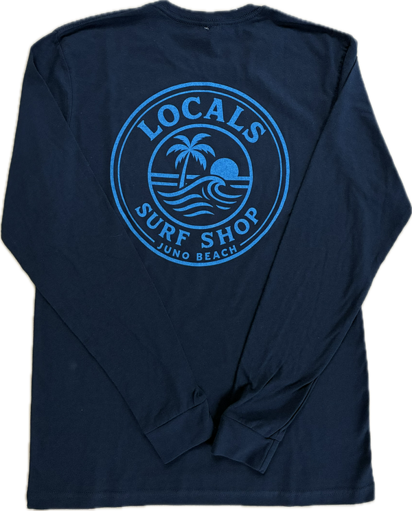 LOCALS MENS WAVE PALM LONG SLEEVE MIDNIGHT BLUE
