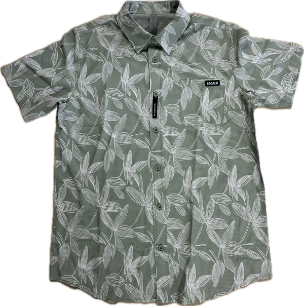 LOCALS MENS PENIDA COLLARED STRETCH FIT PERFORATED SHIRT