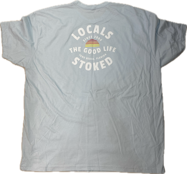LOCALS MENS GOOD LIFE CIRCLE SUEDED CREW COOL BLUE