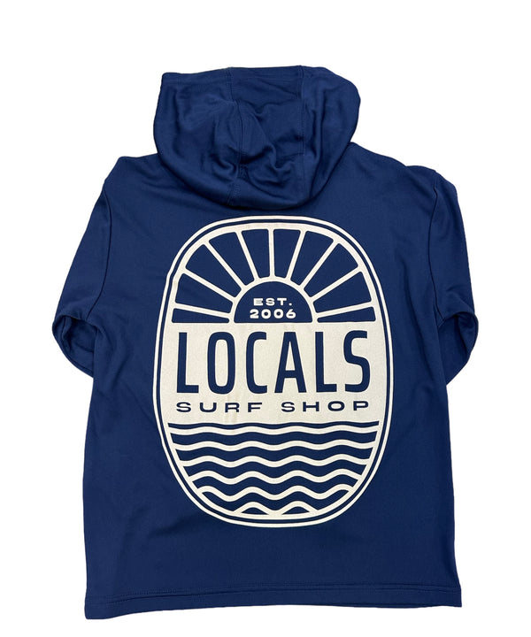 LOCALS YOUTH SUN N WAVES L/S PERFORMANCE HOODIE NAVY
