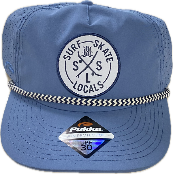 SURF SKATE LOCALS UNSTRUCTURED PINCH FRONT SLIGHT CURVE BRIM HAT WITH ROPE