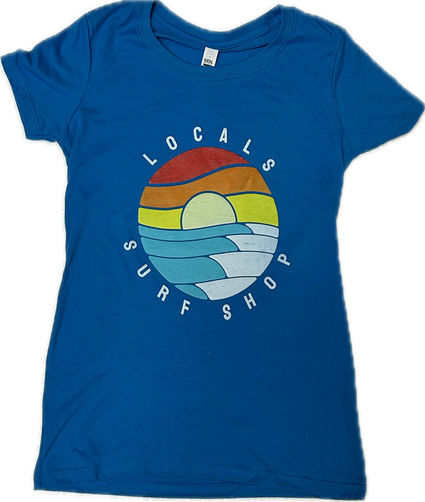 LOCALS WOMENS SUNRISE CIRCLE IDEAL TEE TURQUOISE