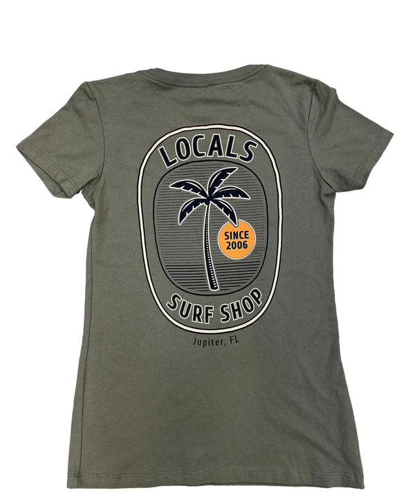 LOCALS SOLE PALM WOMENS TEE MILITARY GREEN