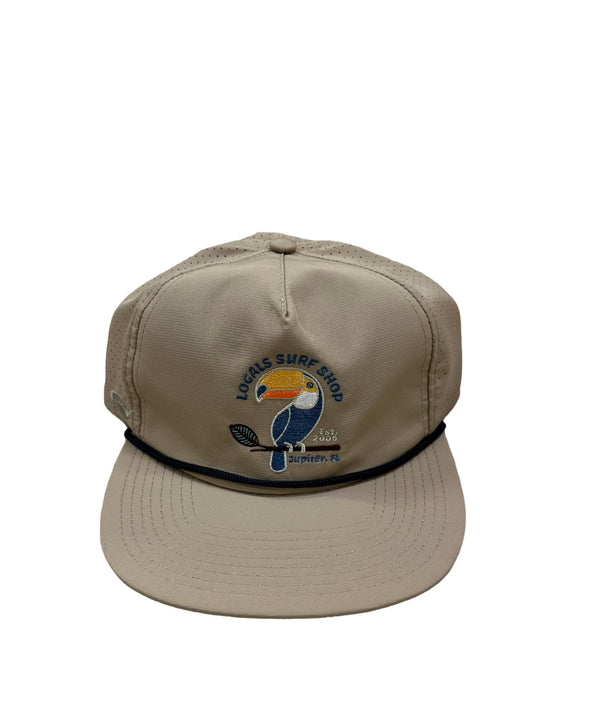 LOCALS TUCAN LOVE UNSTRUCTURED PINCH FRONT 5 PANEL W/CORD TECH PERF BACK SPF50