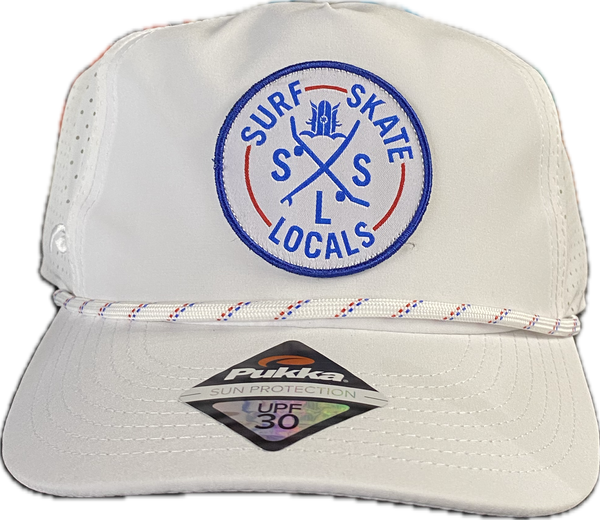 SURF SKATE LOCALS UNSTRUCTURED PINCH FRONT SLIGHT CURVE BRIM HAT WITH ROPE