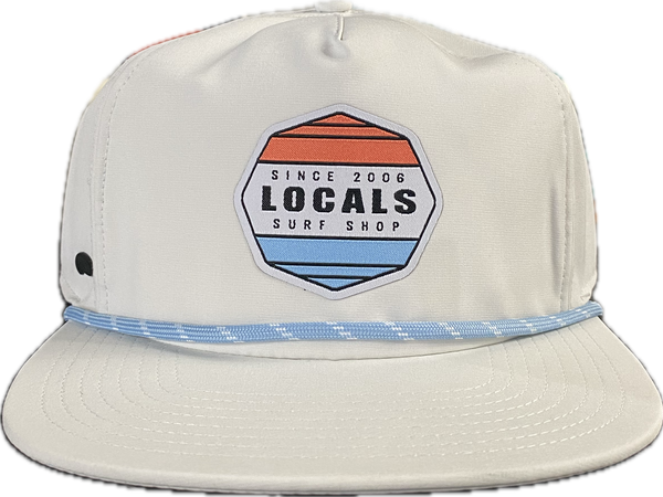 LOCALS SINCE '06 BLACK LABEL UNSTRUCTURED PINCH FRONT FLOATING FLAT BRIM HAT W/ ROPE
