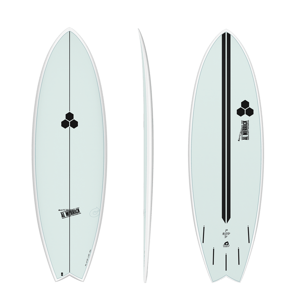 5'10 TORQ/CHANNEL ISLANDS POD MOD GLACIER BLUE) 20 7/8” x 2 5/8” 35.7L FUTURES