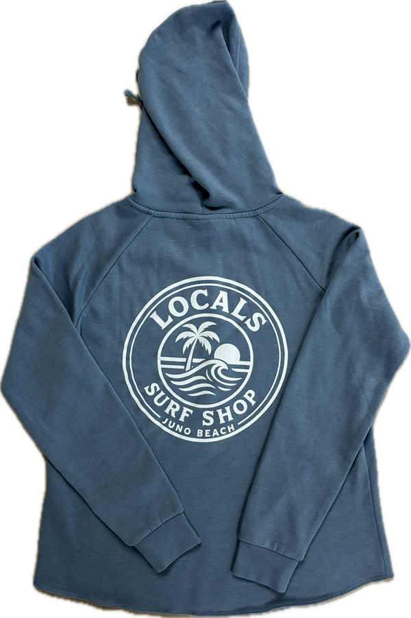 WOMENS WAVE PALM CIRCLE ZIP HOODIE BLUE MIST