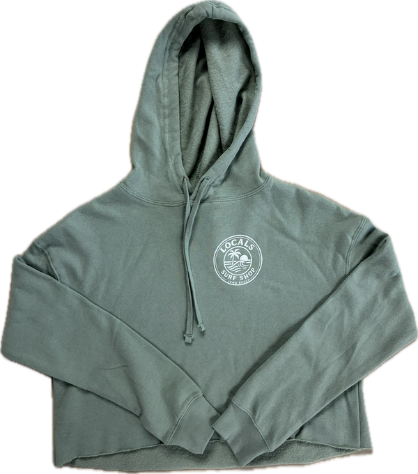 WOMENS WAVE PALM CIRCLE CROP HOODIE GREEN