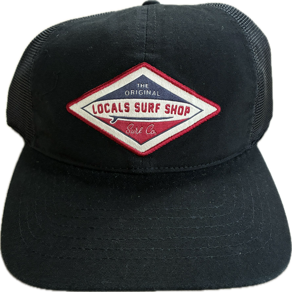 LOCALS SURF RIDER LOW PROFILE TRUCKER W/ MESH SNAPBACK BLACK/BLACK