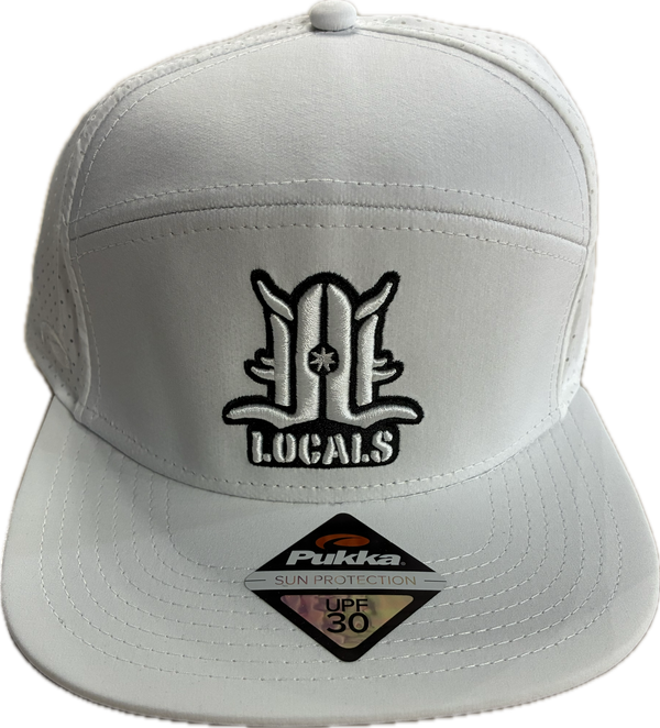 LOCALS 3D LOGO SPF 50 PERFORMANCE WICKING PERFORATE 6 PANEL FLAT FRONT & BRIM SNAPBACK