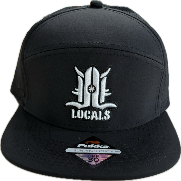 LOCALS 3D LOGO SPF 50 PERFORMANCE WICKING PERFORATE 6 PANEL FLAT FRONT & BRIM SNAPBACK