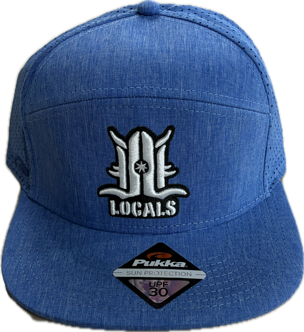 LOCALS 3D LOGO SPF 50 PERFORMANCE WICKING PERFORATE 6 PANEL FLAT FRONT & BRIM SNAPBACK