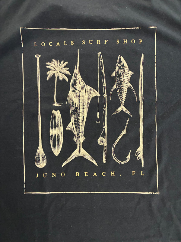 LOCALS MENS COASTAL COLLECTION TEE BLACK WASH