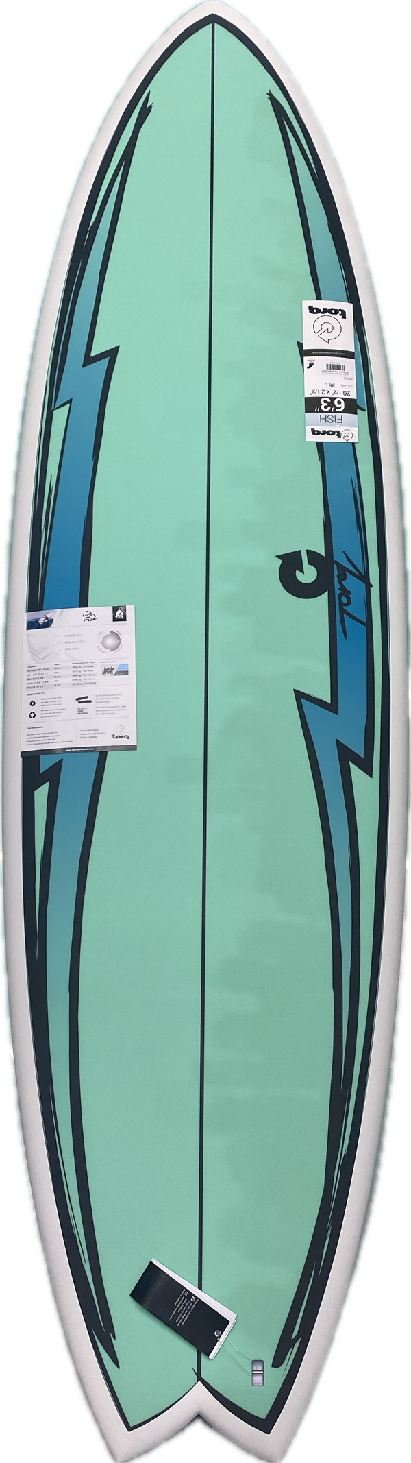 6'3 TORQ FISH HI WATT  20 1/2” x 2 1/2” 36L TURQUOISE