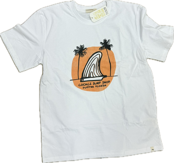 LOCALS MENS SINGLE FIN TEE WHITE