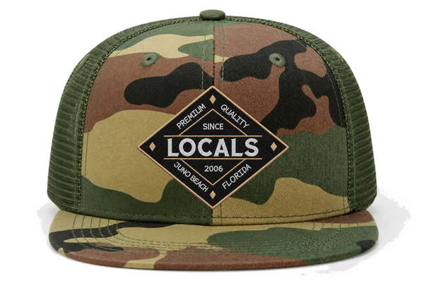 YOUTH LOCALS BADGE FLATBILL TRUCKER CAMO
