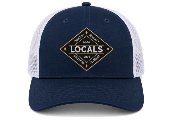 LOCALS BADGE TRUCKER HAT NAVY WHITE