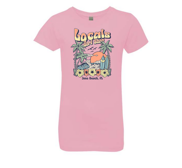 LOCALS GIRLS FLORAL PALMS LIGHT PINK