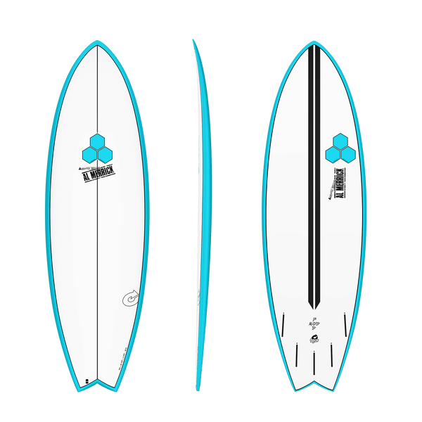 5'10 TORQ/CHANNEL ISLANDS POD MOD (BLUE RAILS) 20 7/8” x 2 5/8” 35.7L FUTURES