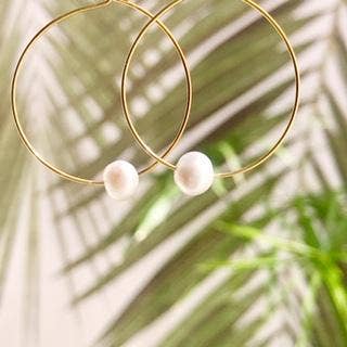 Fresh Water Pearl Hoops ~ Salty Shells