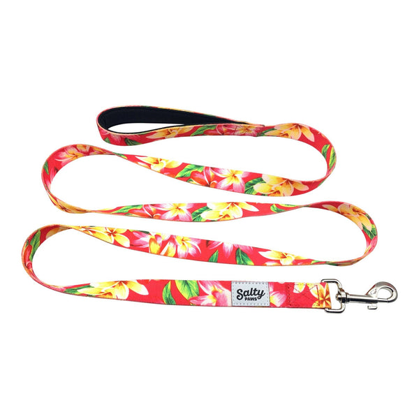 Tropical Dog Pink Floral Hawaiian Print Leash 6' Length Soft Neoprene Handle