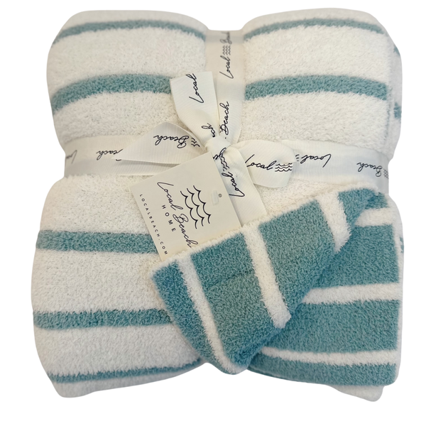 Striped Luxe Home Blanket Lagoon Blue