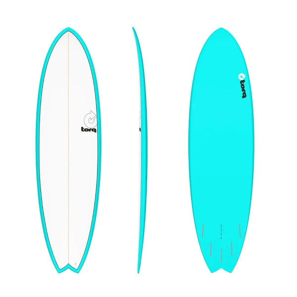 6'10 TORQ FISH 21 x 3/4” x 2 x 3/4” 46L PINLINE MIAMI BLUE / WHITE DECK