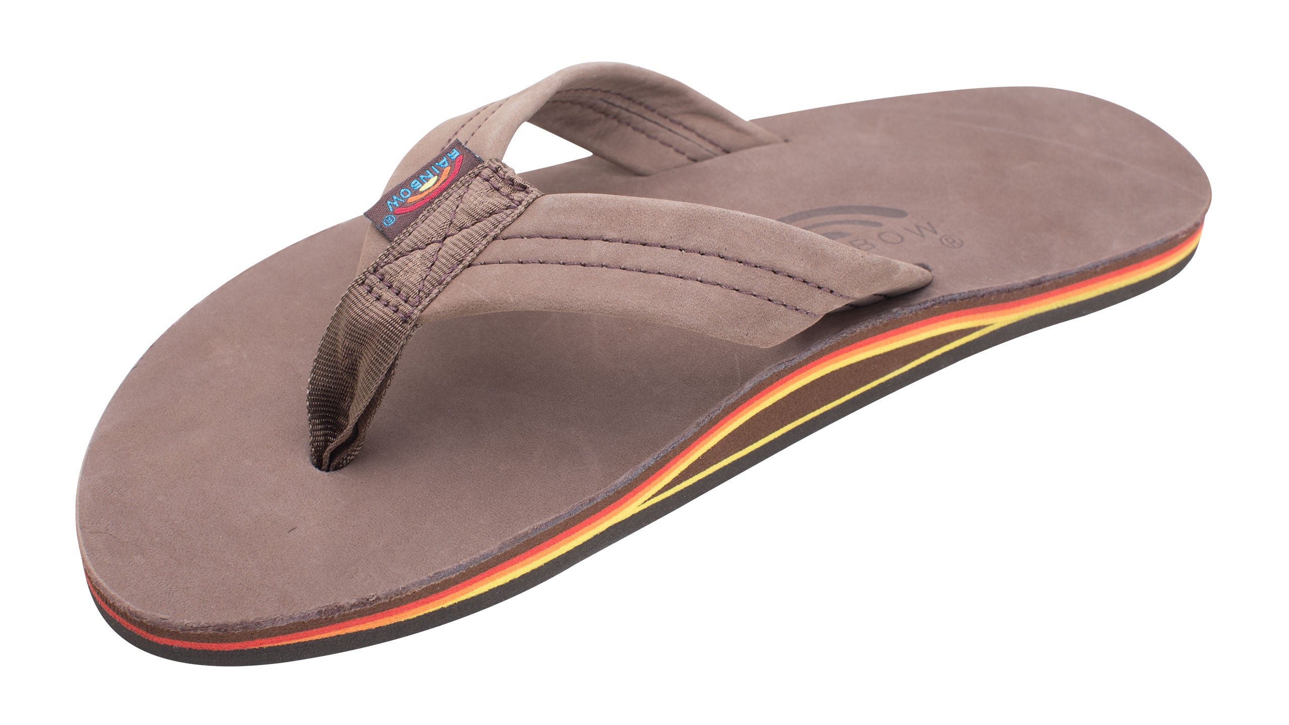 MENS SIERRA BROWN ORIGINAL LEATHER SINGLE RAINBOW SANDAL – Locals