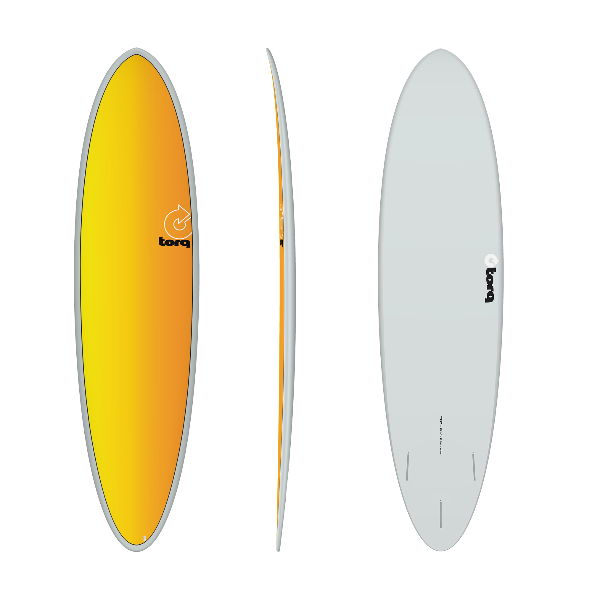 7'2 TORQ FUN 21 1/4” x 2 3/4 47.2L (GREY FADE YELLOW/ORANGE