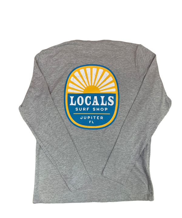 LOCALS GLASSOFF 100% COTTON L/S FITTED TEE HEATHER GREY
