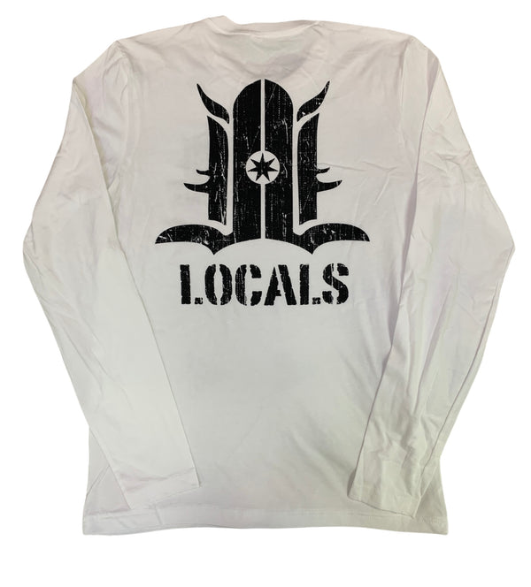 LOCALS BIG ICON DISTRESSED L/S TEE WHITE