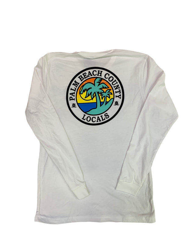 PALM BEACH COUNTY LOCALS MENS L/S SUEDED CREW WHITE