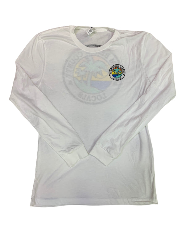PALM BEACH COUNTY LOCALS MENS L/S SUEDED CREW WHITE