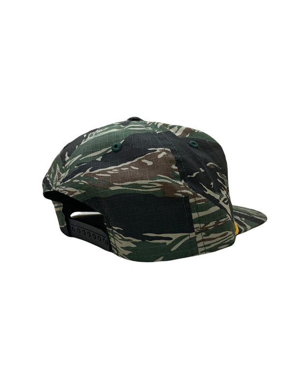 LOCALS DON'T SHRED ON ME PINCH FRONT 5 PANEL CAP TIGER CAMO