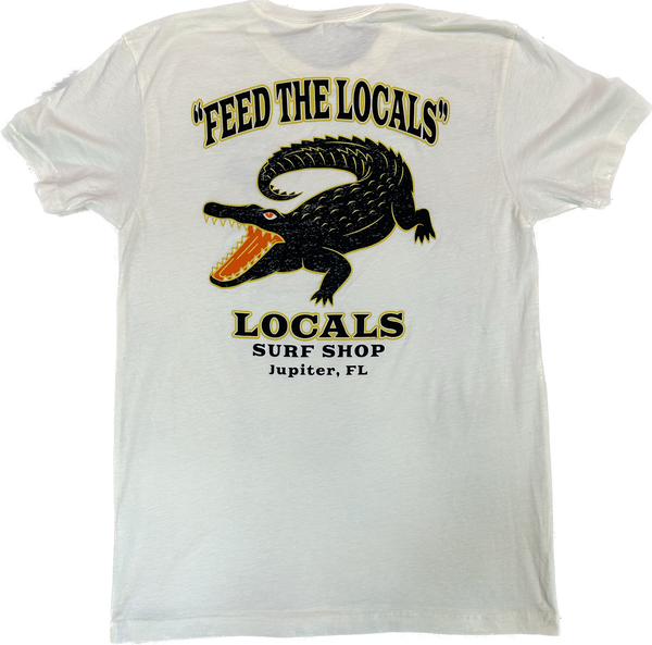 "FEED THE LOCALS" SUEDED CREW NATURAL