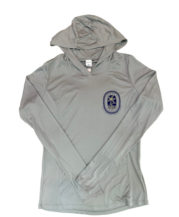 LOCALS WOMENS PARADISE PALMS HOODED L/S PERFORMANCE TEE SILVER