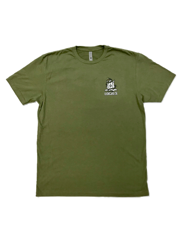LOCALS MENS DON'T SHRED SUEDED CREW MILITARY GREEN