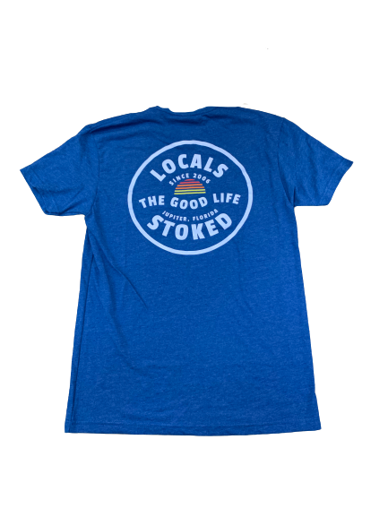LOCALS MENS GOOD LIFE CIRCLE SUEDED CREW HEATHER COOL BLUE